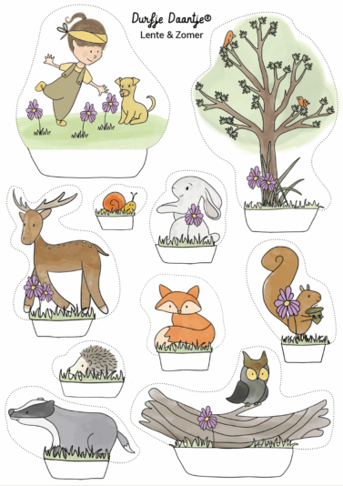 Het Durf Dieren knutselbos met Durfje Daantje en de Durf Dieren.